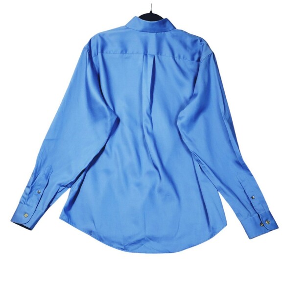 Lands' End Shirt Men's M Button Up Down Long Sleeve Pocket Blue Career Basic - Picture 6 of 11